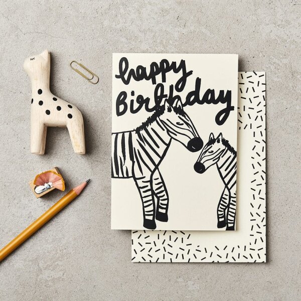 Klappkarte "happy birthday zebra"