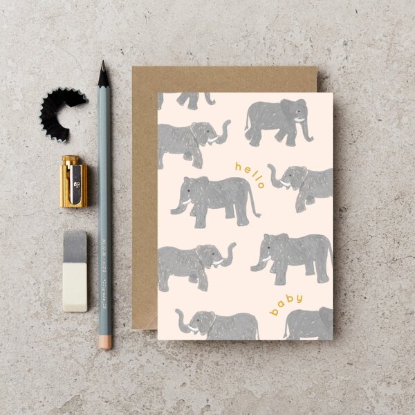 Klappkarte "hello baby elephant"