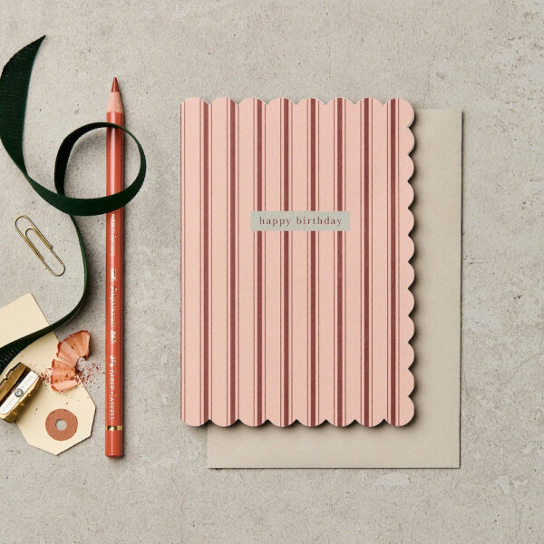 Klappkarte  Geburtstag rosa gestreift
