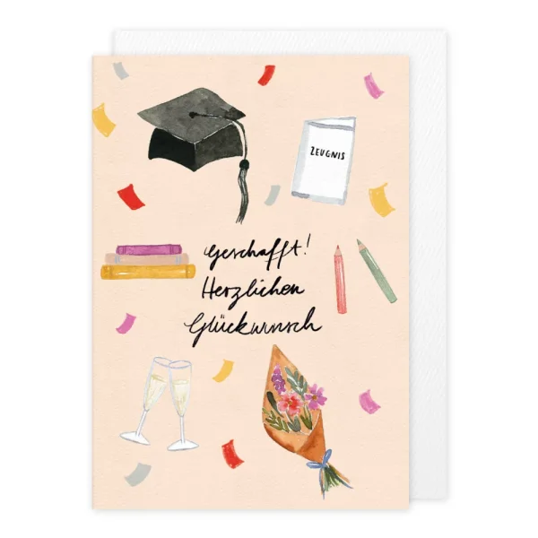 Klappkarte "geschafft!"