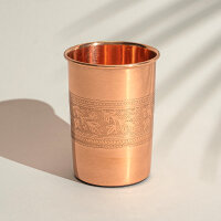 Kupfer Becher mit floralem Rand, 300 ml