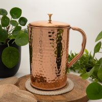 Kupfer Krug mit Deckel, gehämmert, ca. 2 Liter