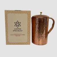 Kupfer Krug mit Deckel, gehämmert, ca. 2 Liter