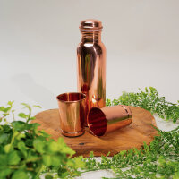 Kupfer Set aus Flasche und 2 Bechern, glatt, 950 ml