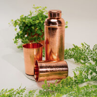 Kupfer Set aus Flasche und 2 Bechern, Blumenmuster, 750 ml