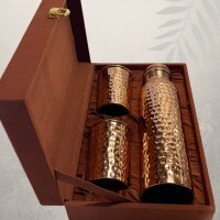 Kupfer Set aus Flasche und 2 Bechern, gehämmert, 950 ml