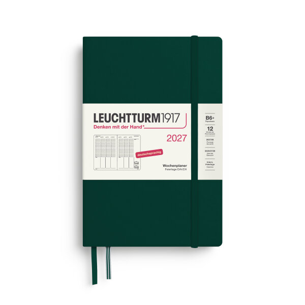 Wochenplaner Paperback B6+ 2027, Forest Green