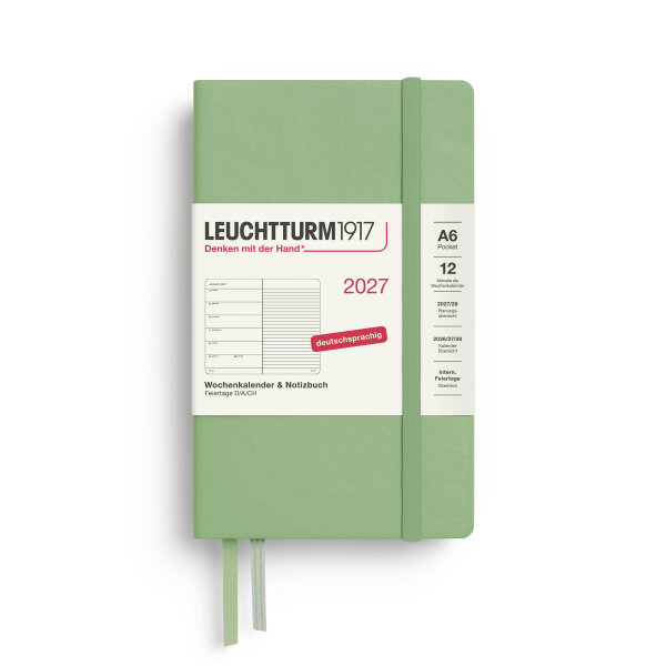 Wochenkalender & Notizbuch Pocket (A6) 2027, Salbei, Hardcover