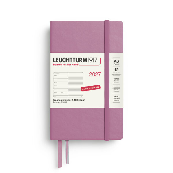 Wochenkalender & Notizbuch Pocket (A6) 2027, Dusty Rose, Softcover