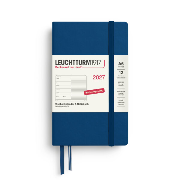 Wochenkalender & Notizbuch Pocket (A6) 2027, Indigo, Softcover