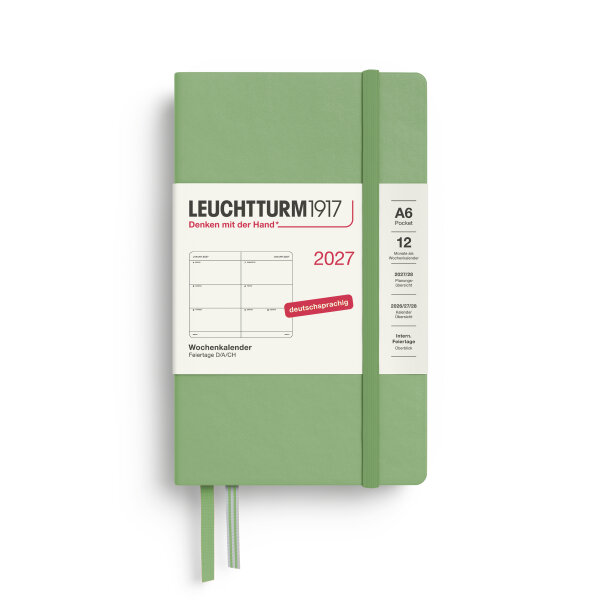 Wochenkalender Pocket (A6) 2027, Salbei, Hardcover