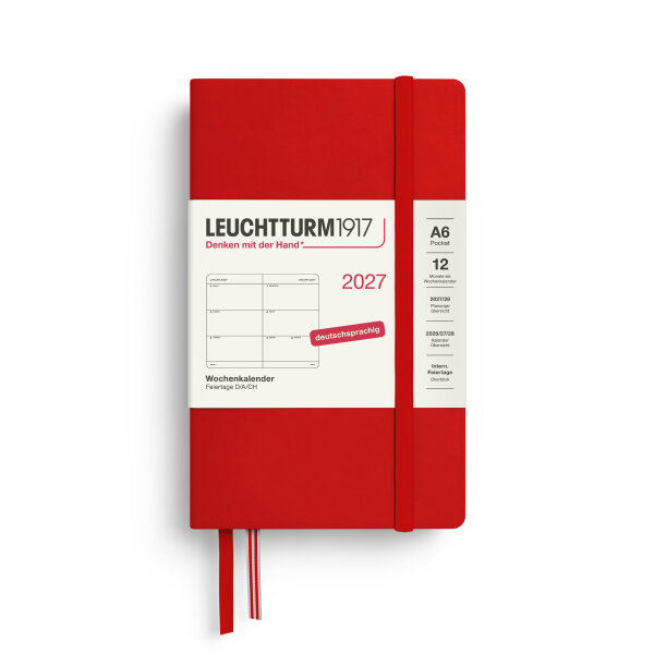 Wochenkalender Pocket (A6) 2027, Cherry, Hardcover