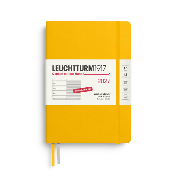 Wochenkalender & Notizbuch Medium (A5) 2027, Sunflower, Hardcover