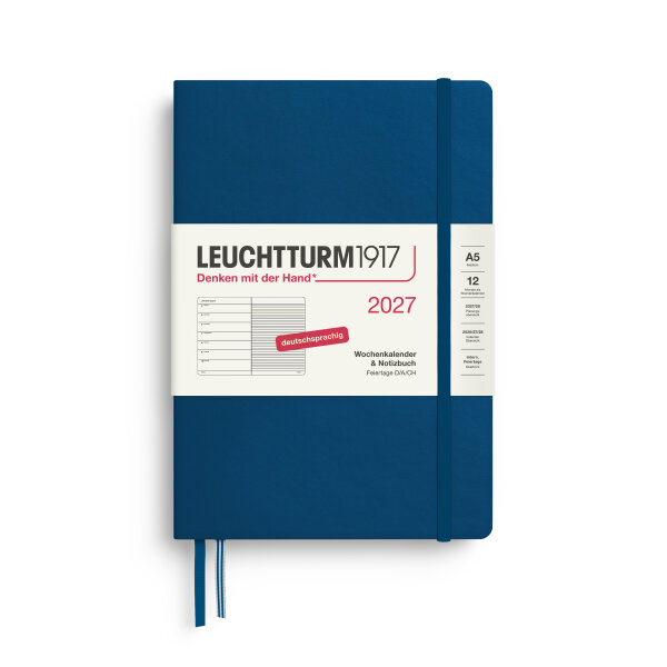 Wochenkalender & Notizbuch Medium (A5) 2027, Indigo, Hardcover