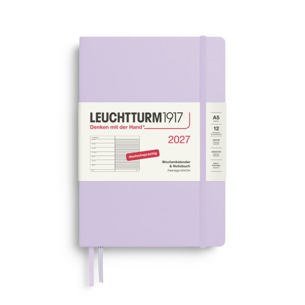 Wochenkalender & Notizbuch Medium (A5) 2027, Lilac, Hardcover