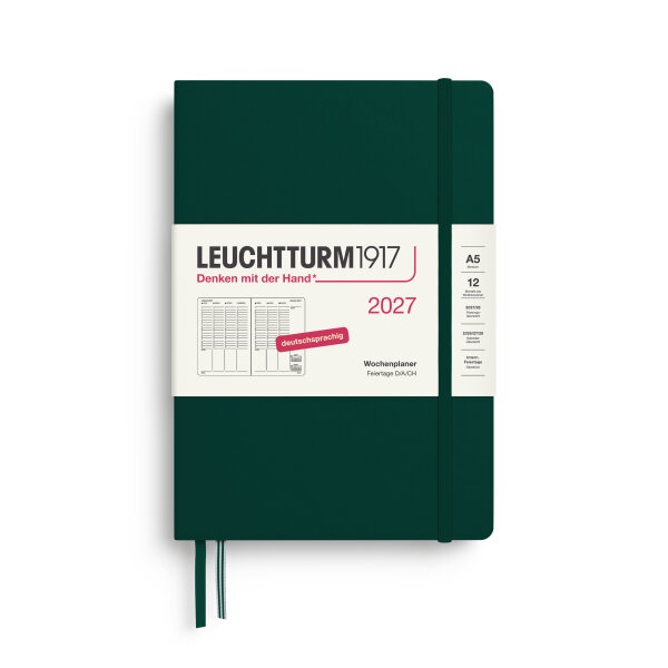 Wochenplaner Medium (A5) 2027, Forest Green, Hardcover