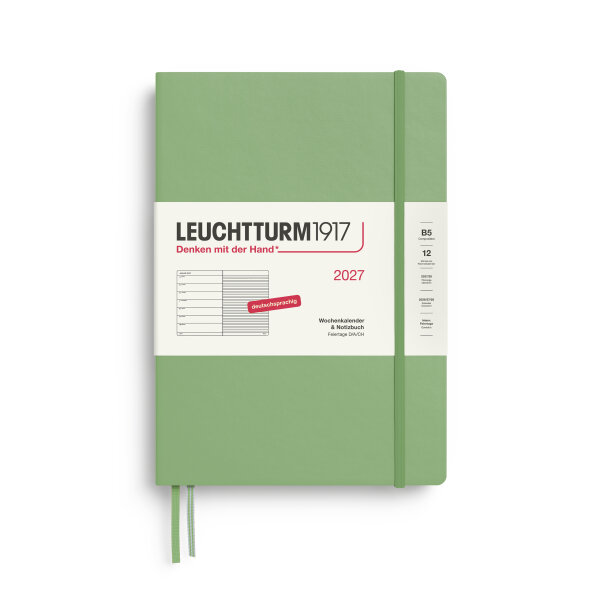 Wochenkalender & Notizbuch Composition (B5) 2027, Salbei, Hardcover