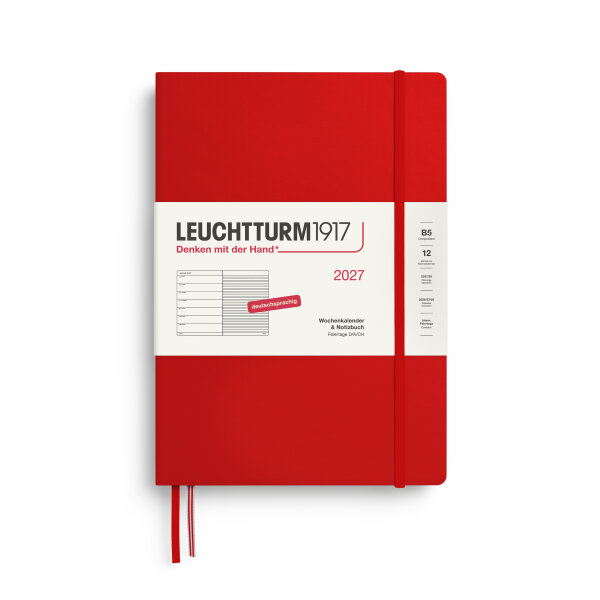 Wochenkalender & Notizbuch Composition (B5) 2027, Cherry, Hardcover