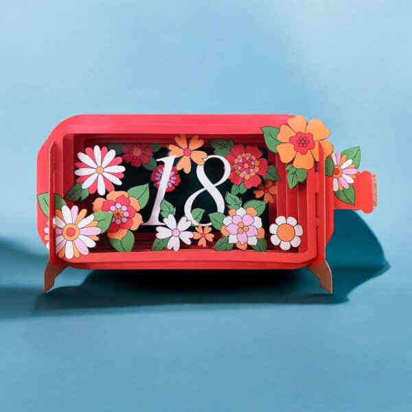 Karte - Pop up - 18. Geburtstag - Blumen