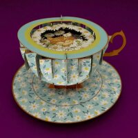 Karte - Pop up - a cup of tea - Gänseblümchen