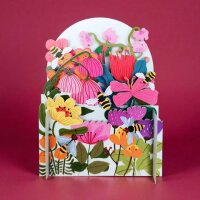 Karte - 3D - Pop up - Kinder: Miniaturwelt - Blumen