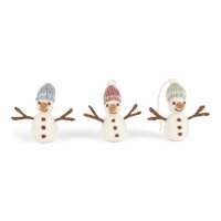 Filz -  Schneemänner mit buntem Hut 3er Set