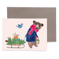 Weihnachtsgrußkarte *Bär und Maus*
