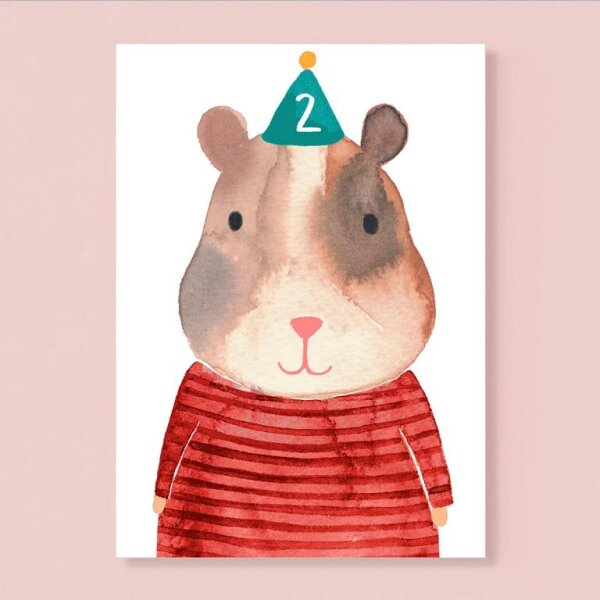 Geburtstagskarte *2. Geburtstag* mit Hamster