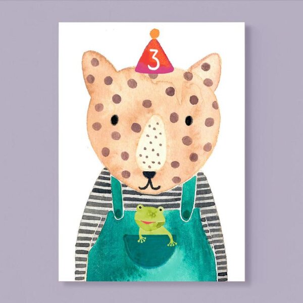 Geburtstagskarte *3. Geburtstag* mit Leopard