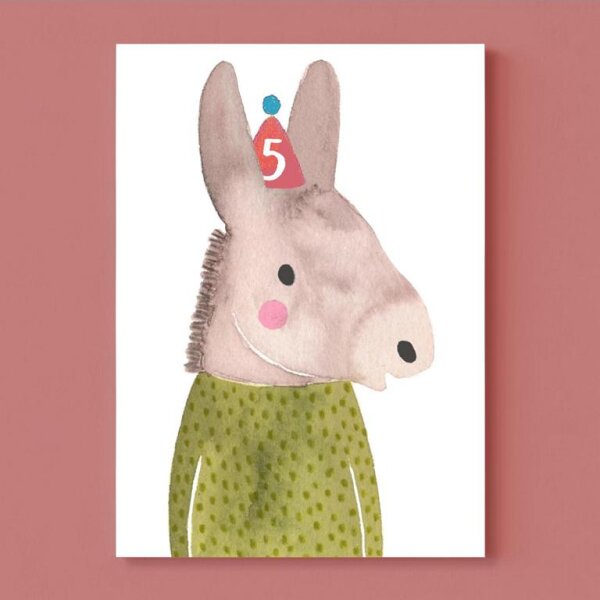 Geburtstagskarte *5. Geburtstag* mit Esel