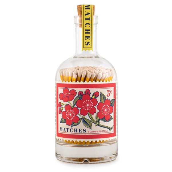 Zündhölzer Glasflasche - Blumen