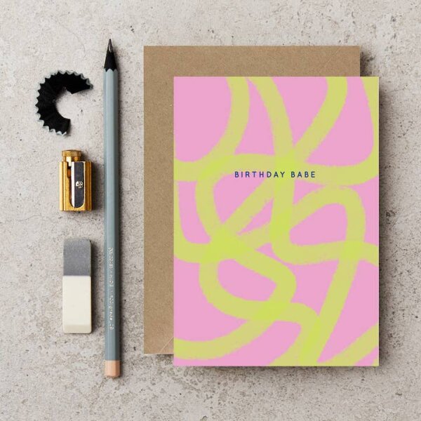 Geburtstagskarte Neon "birthday babe"