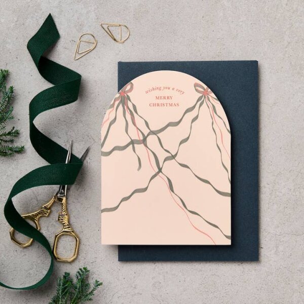 Weihnachtskarte Bogen "Frohe Weihnachten" - Bänder