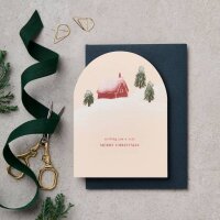 Weihnachtskarte Bogen Arch rote Hütte