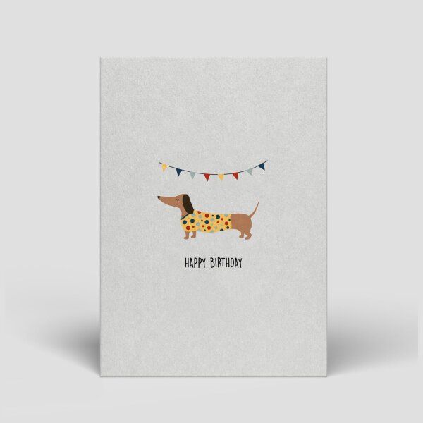 Postkarte Dackel "Happy birthday"