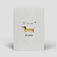 Postkarte Dackel "Happy birthday"