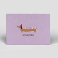 Postkarte Dackel mit Kerzen "Happy birthday"